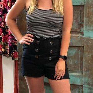 Semi Cropped Black Stripe Tank Sizes S-L